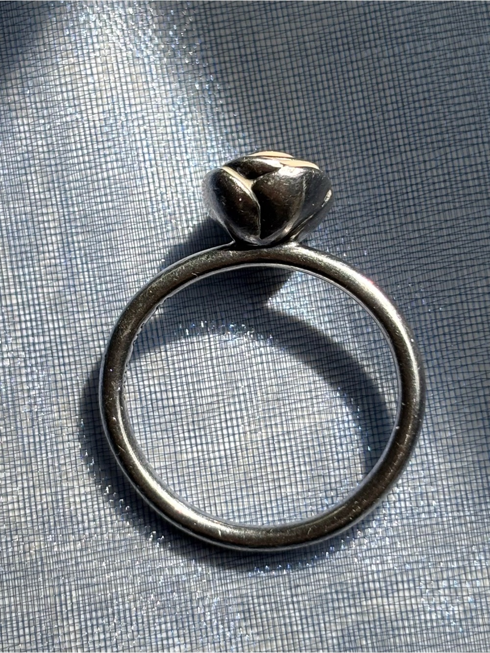 Sterling Silver Rose Ring with Cream Enamel - Picture 8 of 9